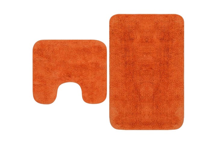 Baderomsmattesett 2 stk stoff oransje - Orange - Tekstiler & tepper - Teppe & matte - Baderomsmatte
