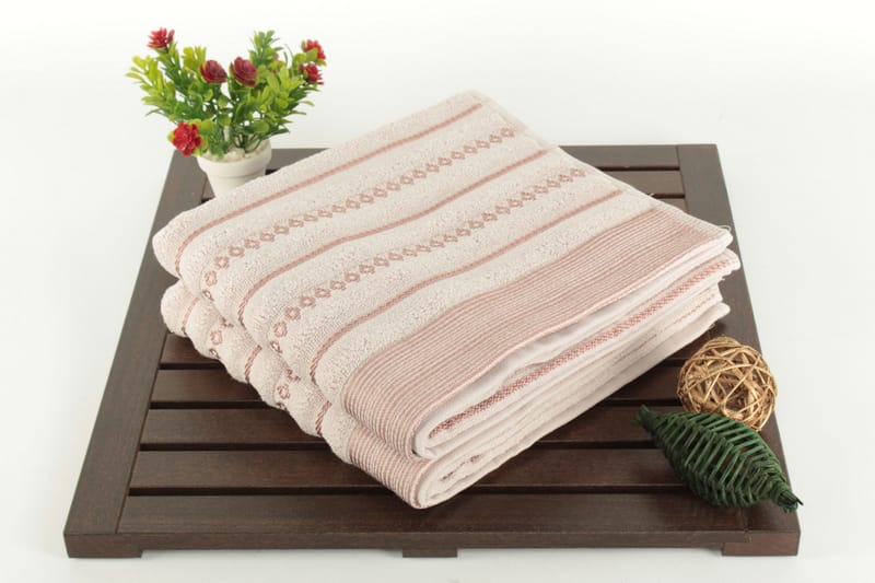 Håndkle Şaheser 50x90 cm 2-pk - Rosa/Beige - Tekstiler & tepper - Baderomstekstiler - Håndklær