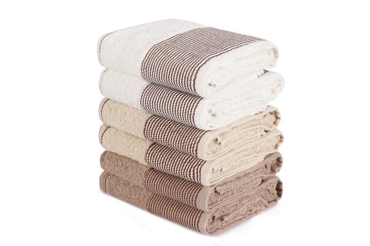 Håndkle Hedon 6-pk - Brun/Grå/Hvit - Tekstiler & tepper - Baderomstekstiler - Håndklær