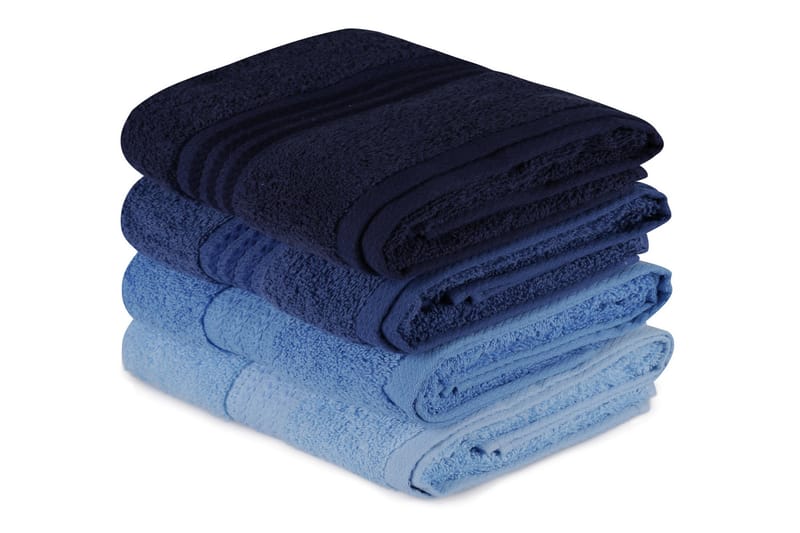 Håndkle Hobby 50x90 cm 4-pk - Mørkeblå/Blå/Lyseblå - Tekstiler & tepper - Baderomstekstiler - Håndklær