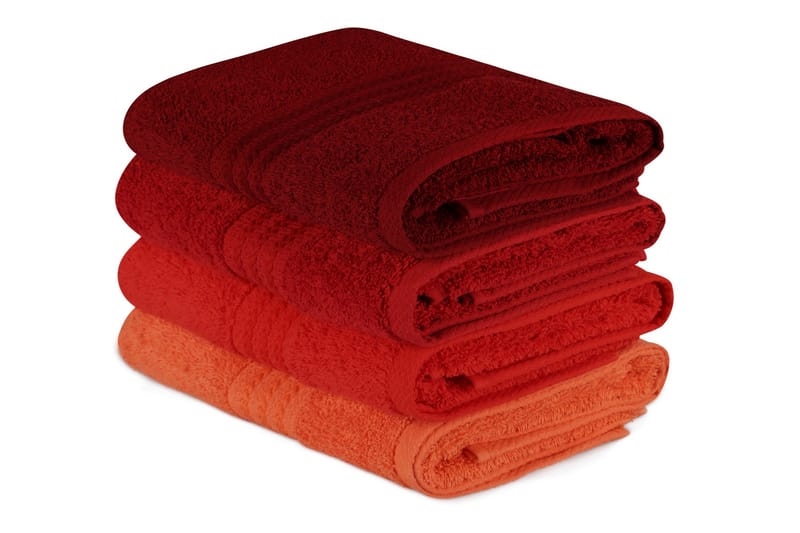 Håndkle Hobby 50x90 cm 4-pk - Oransje/Rød/Rosa - Tekstiler & tepper - Baderomstekstiler - Håndklær