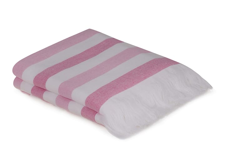 Håndkle Rhuddlan 2-pk - Rosa/Hvit - Tekstiler & tepper - Baderomstekstiler - Håndklær
