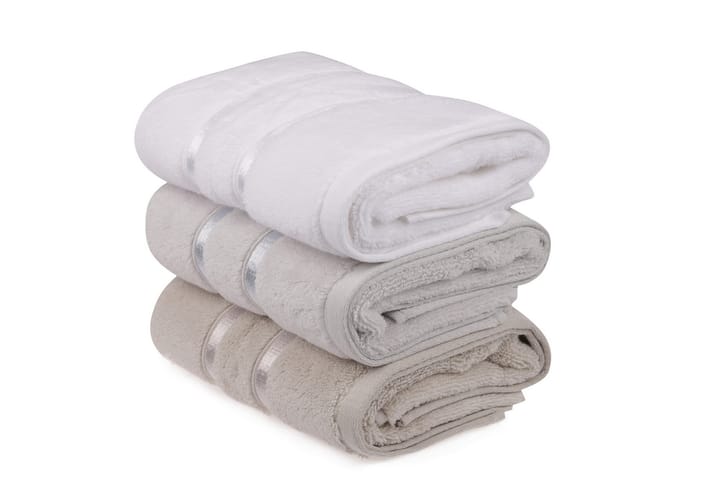 Håndkle Rhuddlan 3-pk - Hvit/Lyseblå/Lysebrun - Tekstiler & tepper - Baderomstekstiler - Håndklær