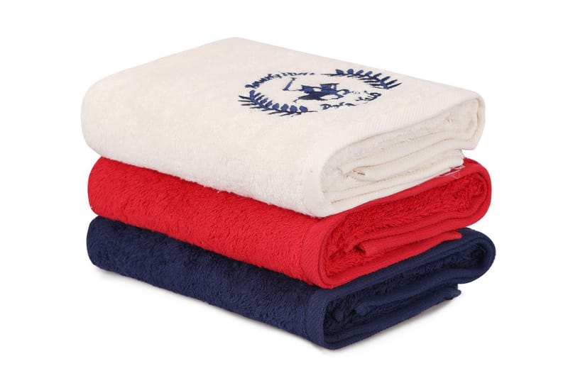 Håndkle Romilla 3-pk - Rød/Hvit/Blå - Tekstiler & tepper - Baderomstekstiler - Håndklær