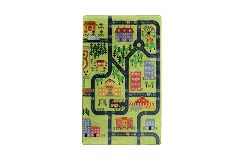 Barnematte Smalltown 100x160 cm - Grønn / Fløyel - Tekstiler & tepper - Barnetekstiler - Teppe barnerom
