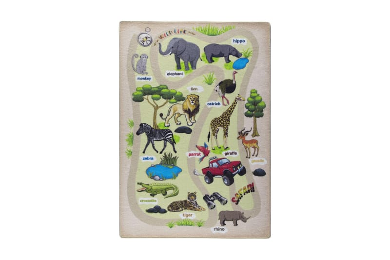 Barnematte Wildlife 100x150 cm - Beige - Tekstiler & tepper - Barnetekstiler - Teppe barnerom
