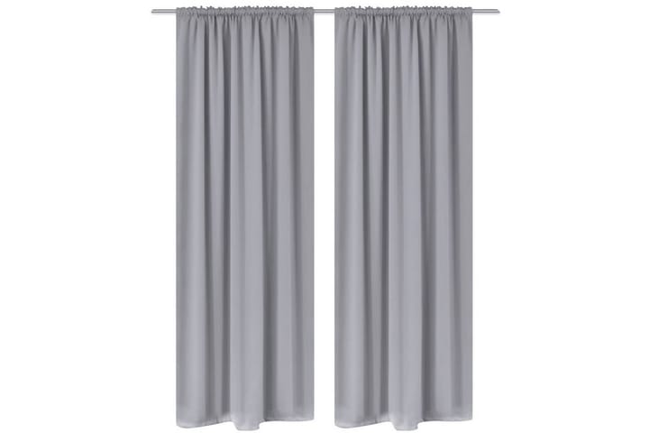 2 stk grå gardiner 135 x 245 cm - Grå - Tekstiler & tepper - Gardiner - Mørkleggingsgardin