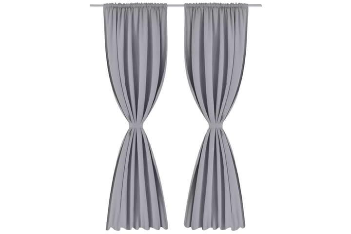 2 stk grå gardiner 135 x 245 cm - Grå - Tekstiler & tepper - Gardiner - Mørkleggingsgardin