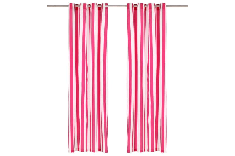 Gardiner med metallringer 2 stk stoff 140x175cm rosa striper - Tekstiler & tepper - Gardiner - Mørkleggingsgardin