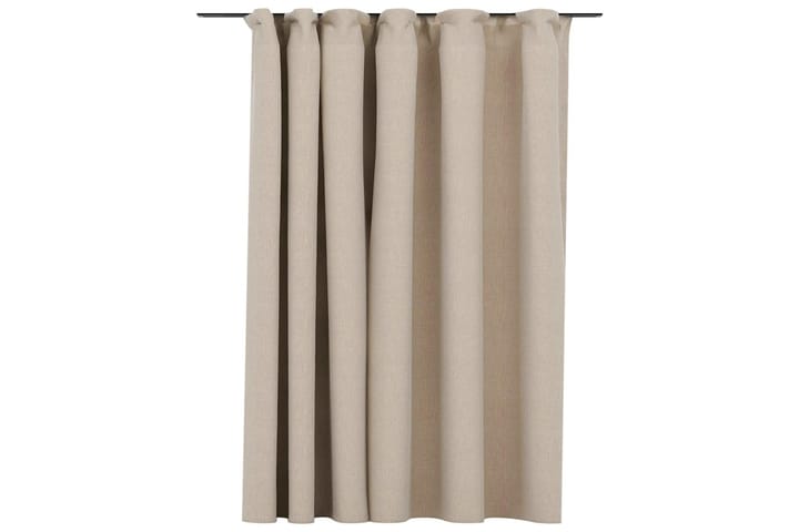 Lystett gardin med kroker og lin-design beige 290x245 cm - Beige - Tekstiler & tepper - Gardiner - Mørkleggingsgardin