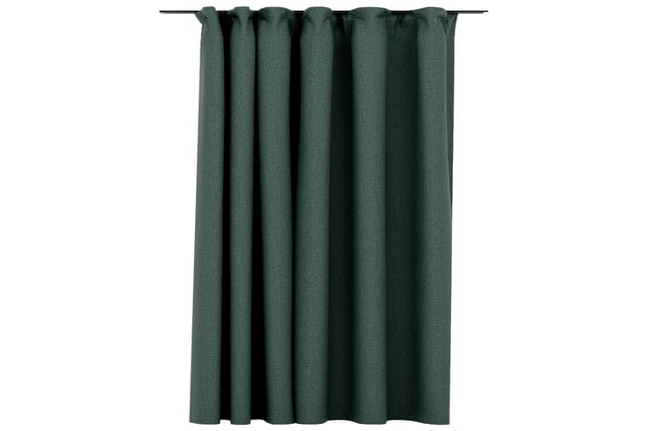Lystett gardin med kroker og lin-design grønn 290x245 cm - grønn - Tekstiler & tepper - Gardiner - Mørkleggingsgardin