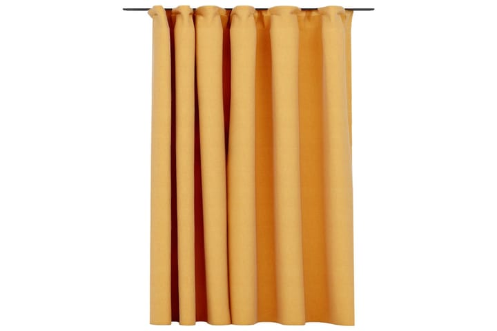 Lystett gardin med kroker og lin-design gul 290x245 cm - Gul - Tekstiler & tepper - Gardiner - Mørkleggingsgardin
