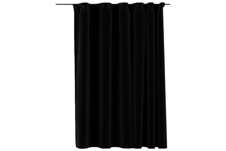 Lystett gardin med kroker og lin-design svart 290x245 cm - Svart - Tekstiler & tepper - Gardiner - Mørkleggingsgardin
