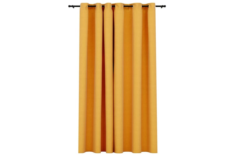 Lystett gardin med maljer og lin-design gul 290x245 cm - Gul - Tekstiler & tepper - Gardiner - Mørkleggingsgardin
