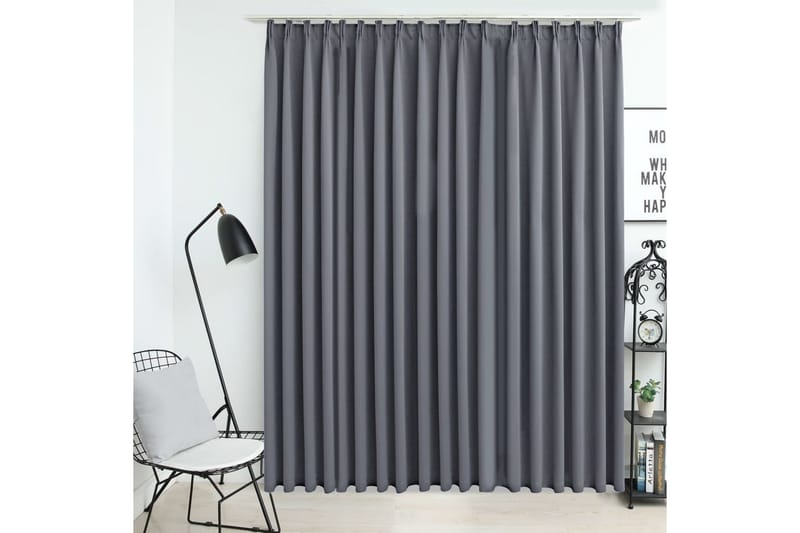 Lystett gardin med metallkroker grå 290x245 cm - Tekstiler & tepper - Gardiner - Mørkleggingsgardin
