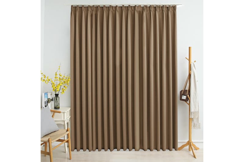 Lystett gardin med metallkroker gråbrun 290x245 cm - Tekstiler & tepper - Gardiner - Mørkleggingsgardin