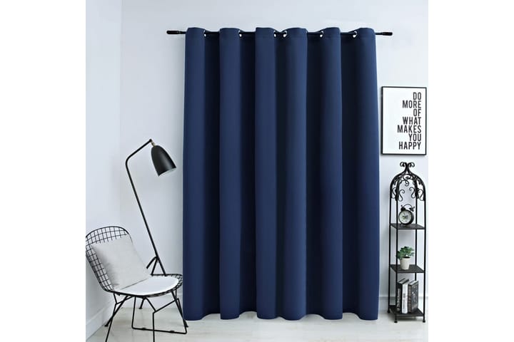 Lystett gardin med metallringer blå 290x245 cm - Tekstiler & tepper - Gardiner - Mørkleggingsgardin