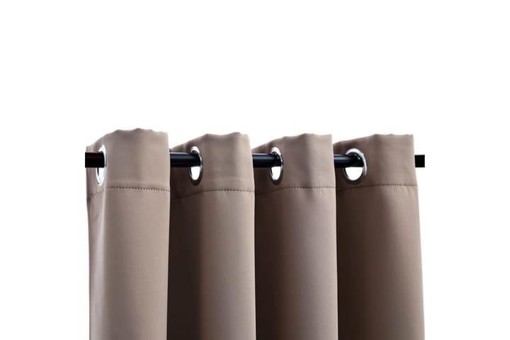Lystett gardin med metallringer gråbrun 290x245 cm - Tekstiler & tepper - Gardiner - Mørkleggingsgardin