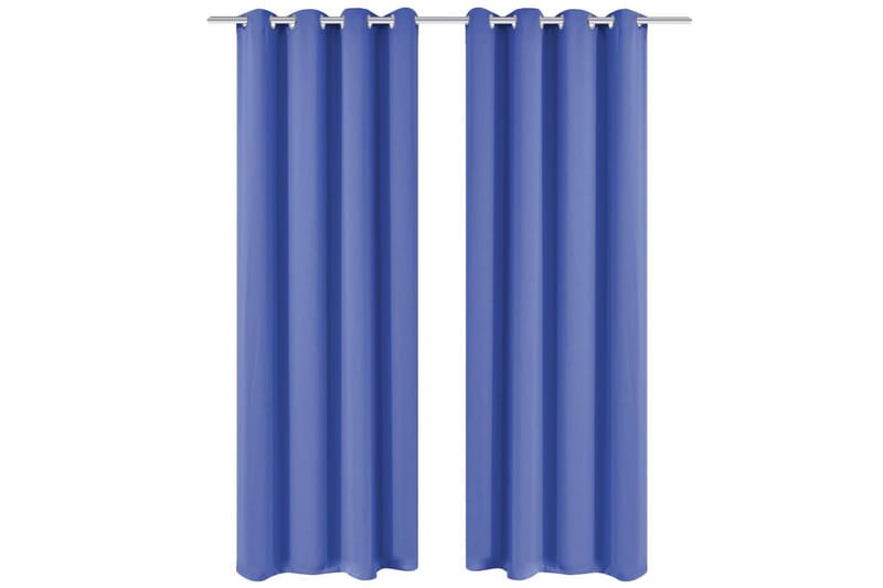 Lystette gardiner 2 stk med metallmaljer 135x175 cm blå - Blå - Tekstiler & tepper - Gardiner - Mørkleggingsgardin