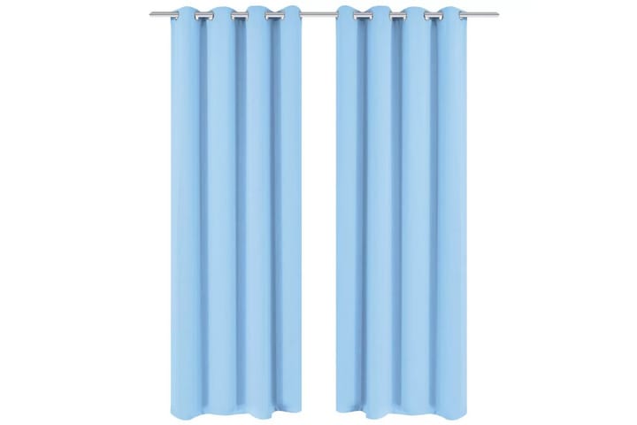 Lystette gardiner 2 stk med metallmaljer 135x175 cm turkis - Blå - Tekstiler & tepper - Gardiner - Mørkleggingsgardin