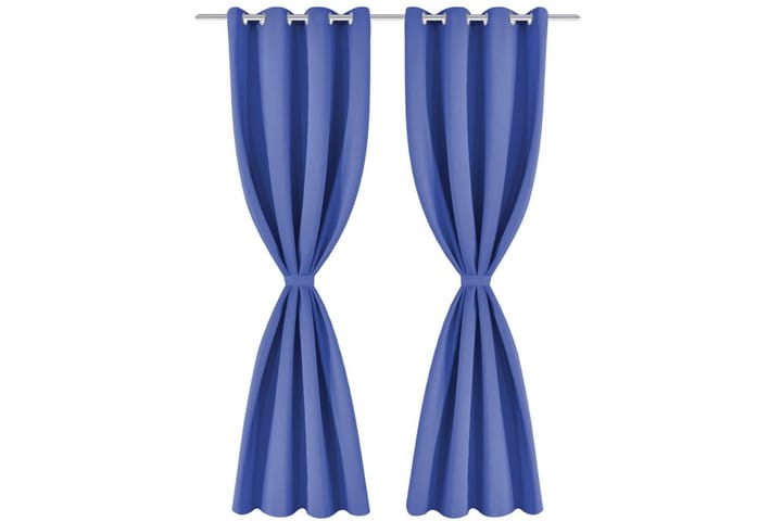 Lystette gardiner 2 stk med metallmaljer 135x245 cm blå - Blå - Tekstiler & tepper - Gardiner - Mørkleggingsgardin