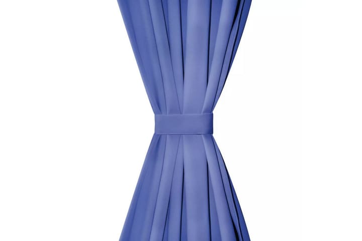 Lystette gardiner 2 stk med metallmaljer 135x245 cm blå - Blå - Tekstiler & tepper - Gardiner - Mørkleggingsgardin
