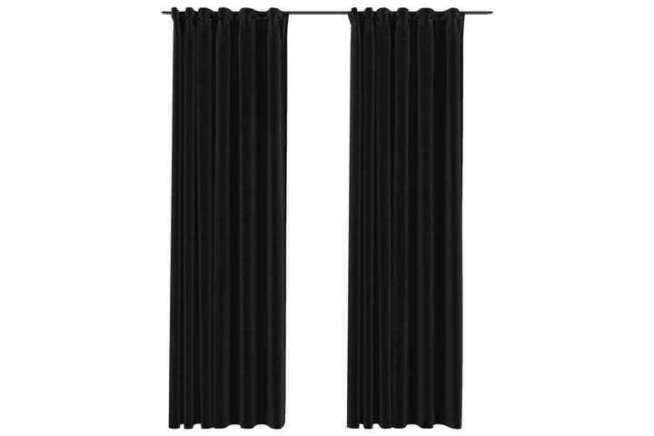 Lystette gardiner kroker lin-design 2stk antrasitt 140x245cm - Antrasittgrå - Tekstiler & tepper - Gardiner - Mørkleggingsgardin