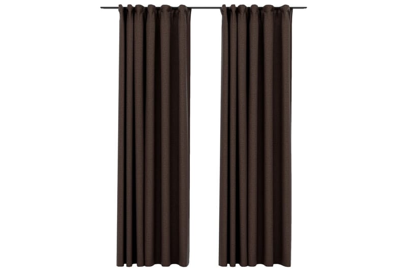 Lystette gardiner kroker og lin-design 2 stk 140x245 cm - Taupe - Tekstiler & tepper - Gardiner - Mørkleggingsgardin