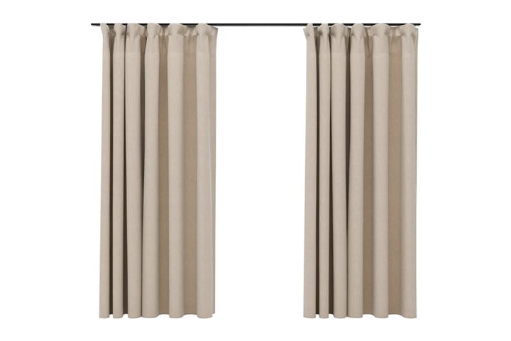 Lystette gardiner kroker og lin-design 2 stk beige 140x175cm - Beige - Tekstiler & tepper - Gardiner - Mørkleggingsgardin