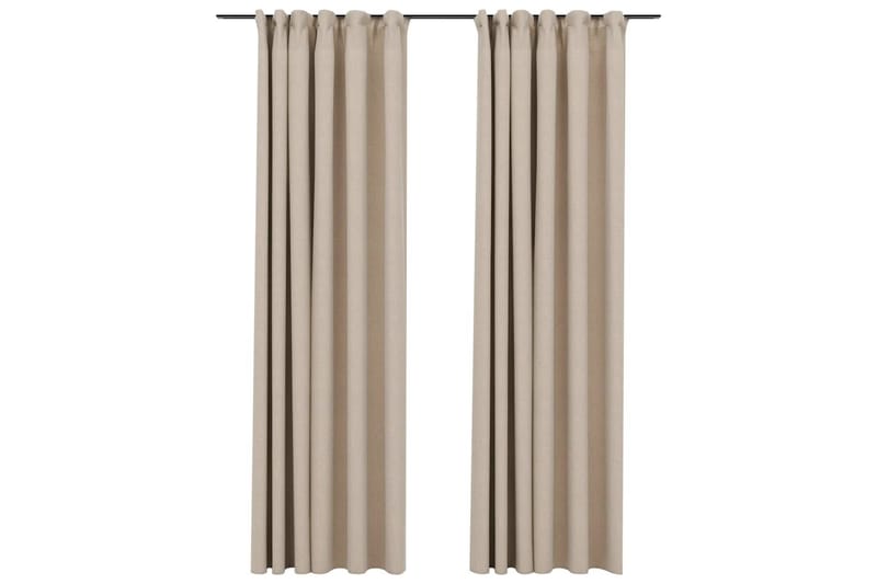 Lystette gardiner kroker og lin-design 2 stk beige 140x225cm - Beige - Tekstiler & tepper - Gardiner - Mørkleggingsgardin