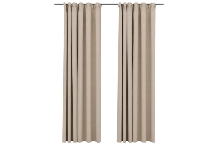 Lystette gardiner kroker og lin-design 2 stk beige 140x245cm - Beige - Tekstiler & tepper - Gardiner - Mørkleggingsgardin