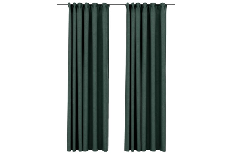 Lystette gardiner kroker og lin-design 2 stk grønn 140x225cm - grønn - Tekstiler & tepper - Gardiner - Mørkleggingsgardin