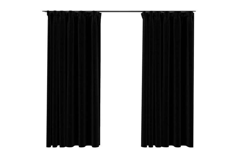 Lystette gardiner kroker og lin-design 2 stk svart 140x175cm - Svart - Tekstiler & tepper - Gardiner - Mørkleggingsgardin