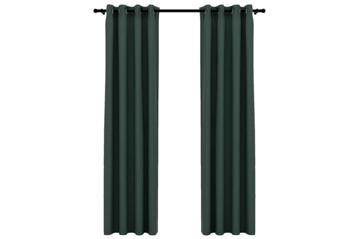 Lystette gardiner maljer og lin-design 2 stk grønn 140x225cm - grønn - Tekstiler & tepper - Gardiner - Mørkleggingsgardin