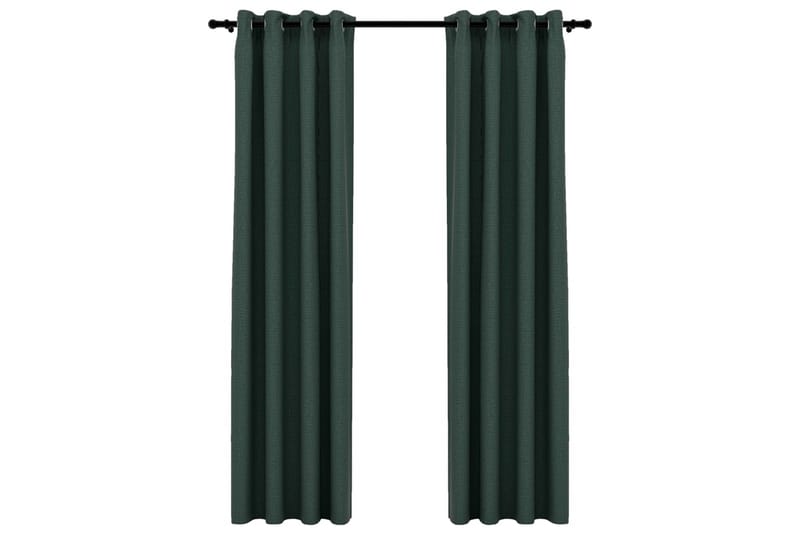 Lystette gardiner maljer og lin-design 2 stk grønn 140x245cm