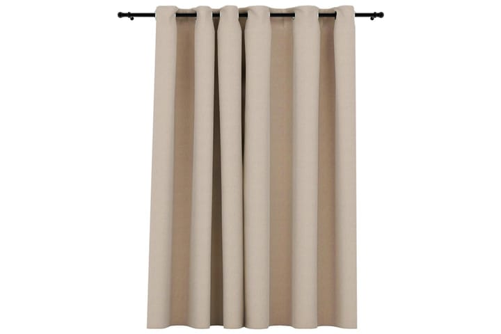 Lystette gardiner maljer og lin-design beige 290x245 cm - Beige - Tekstiler & tepper - Gardiner - Mørkleggingsgardin