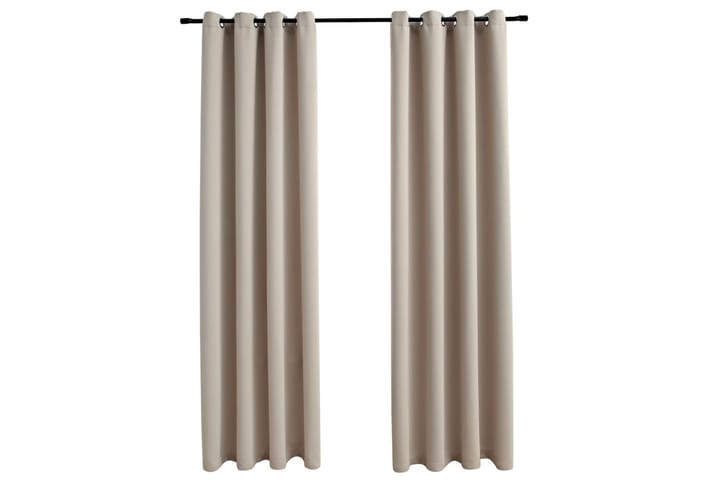Lystette gardiner med metallringer 2 stk beige 140x245 cm - Tekstiler & tepper - Gardiner - Mørkleggingsgardin