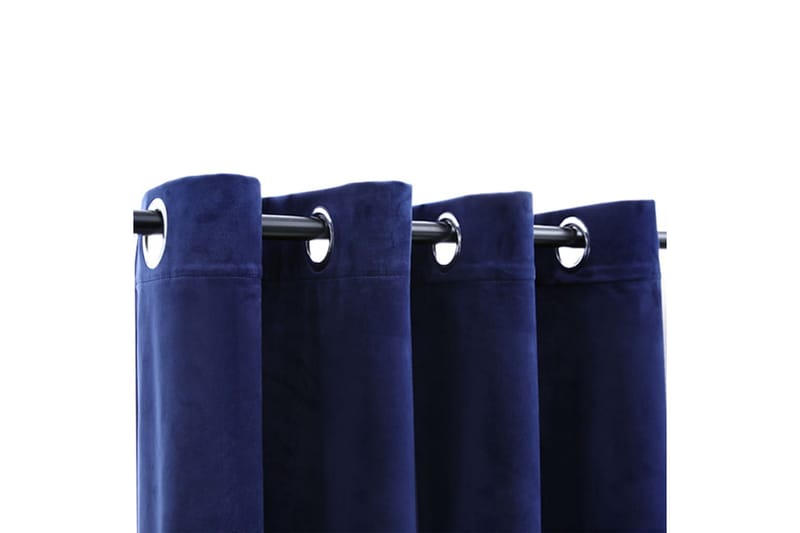 Lystette gardiner med ringer 2 stk fløyel mørkeblå 140x175cm - Tekstiler & tepper - Gardiner - Mørkleggingsgardin