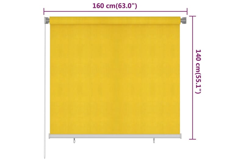 Utendørs rullegardin 160x140 cm gul HDPE - Gul - Tekstiler & tepper - Gardiner - Rullgardin