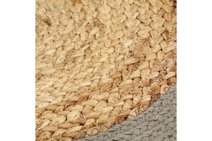 Bordmatter 4 stk naturell og grå 38 cm rund jute og bomull - Tekstiler & tepper - Kjøkkentekstiler
