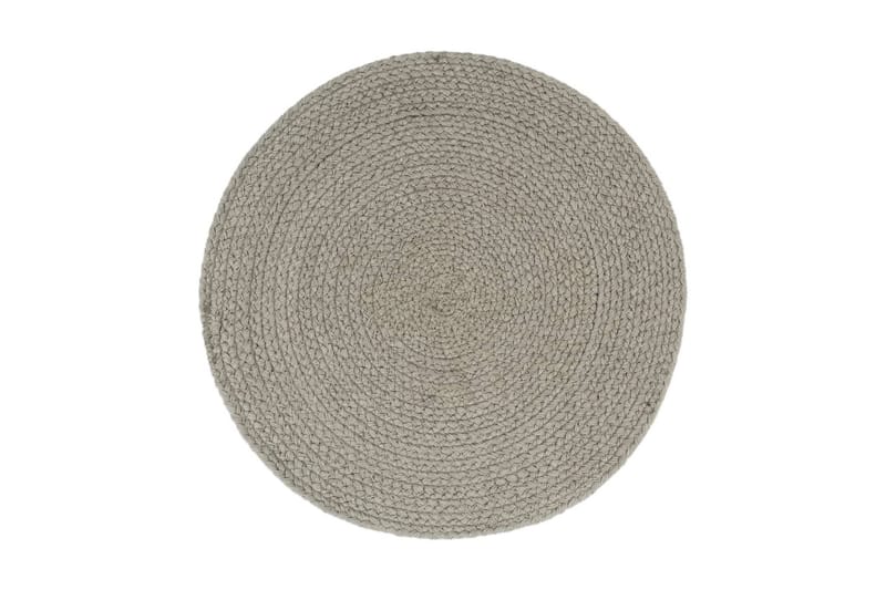 Bordmatter 4 stk ren grå 38 cm rund bomull - Tekstiler & tepper - Kjøkkentekstiler