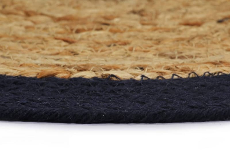 Bordmatter 4stk naturell & marineblå 38cm rund jute & bomull - Tekstiler & tepper - Kjøkkentekstiler