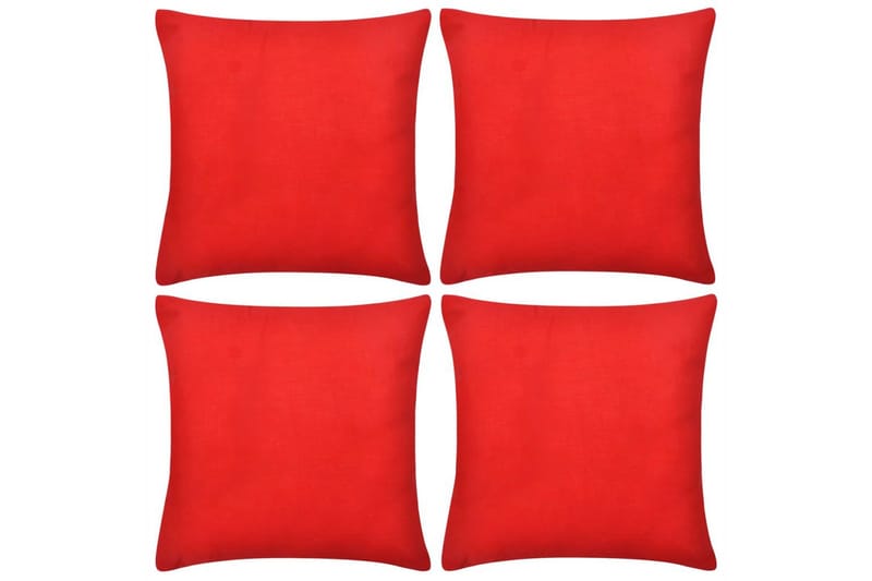 4 Røde putetrekk, bomull 80 x 80 cm - Rød - Tekstiler & tepper - Pute & putetrekk - Putetrekk