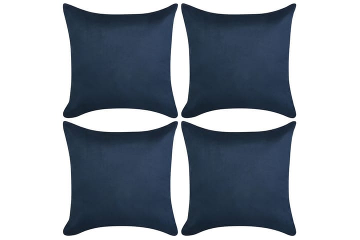Putetrekk 4 stk 40x40 cm Polyester falsk semsket skinn blå - Blå - Tekstiler & tepper - Pute & putetrekk - Putetrekk