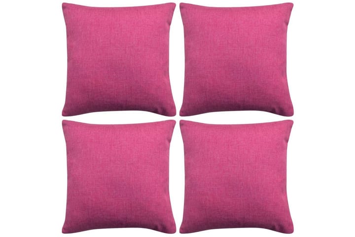 Putetrekk 4 stk Lin-aktig Pink 50x50 cm - Rosa - Tekstiler & tepper - Pute & putetrekk - Putetrekk