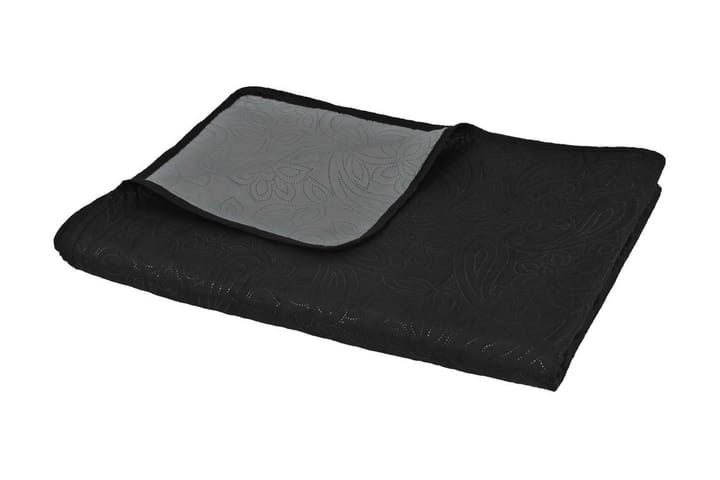 dobbeltsidig vattert sengeteppe 220x240 cm grå og svart - Svart - Tekstiler & tepper - Sengetøy