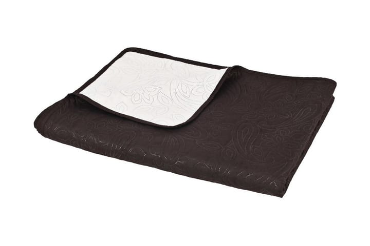 Dobbeltsidig vattert sengeteppe 230x260 cm kremhvit og brun - Beige - Tekstiler & tepper - Sengetøy
