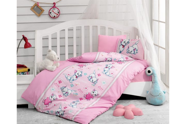 Sengetøy Cotton Box Baby 4-deler Ranforce - Rosa|Hvit - Tekstiler & tepper - Sengetøy