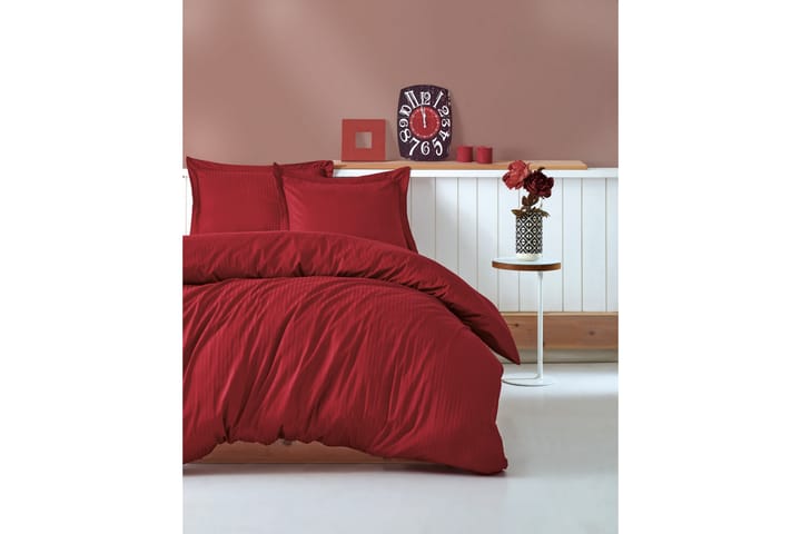 Sengetøy Cotton Box Dobbelt 4-deler Premium Satin - Rød - Tekstiler & tepper - Sengetøy