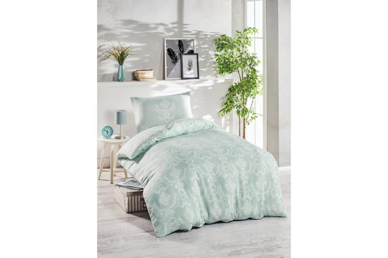 Sengetøy EnLora Home Enkelt 2-deler - Grønn|Hvit - Tekstiler & tepper - Sengetøy